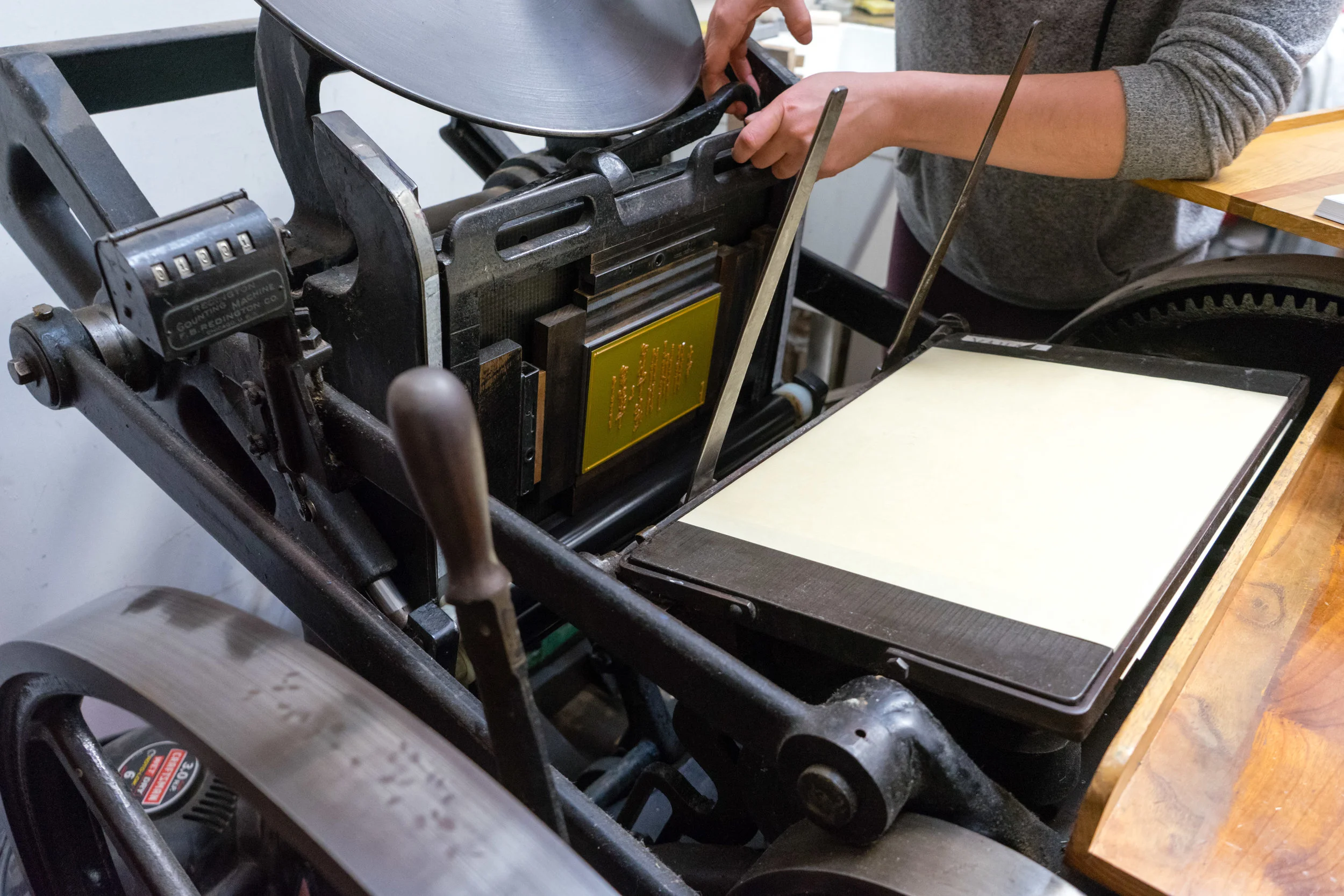 Loading the plates into the press