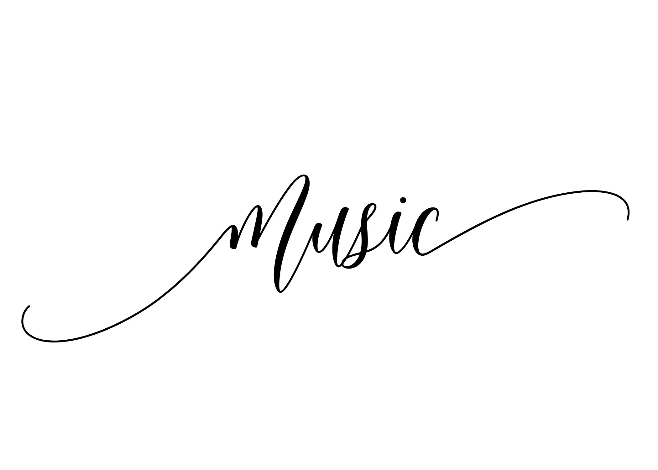 The Word Music In Cursive