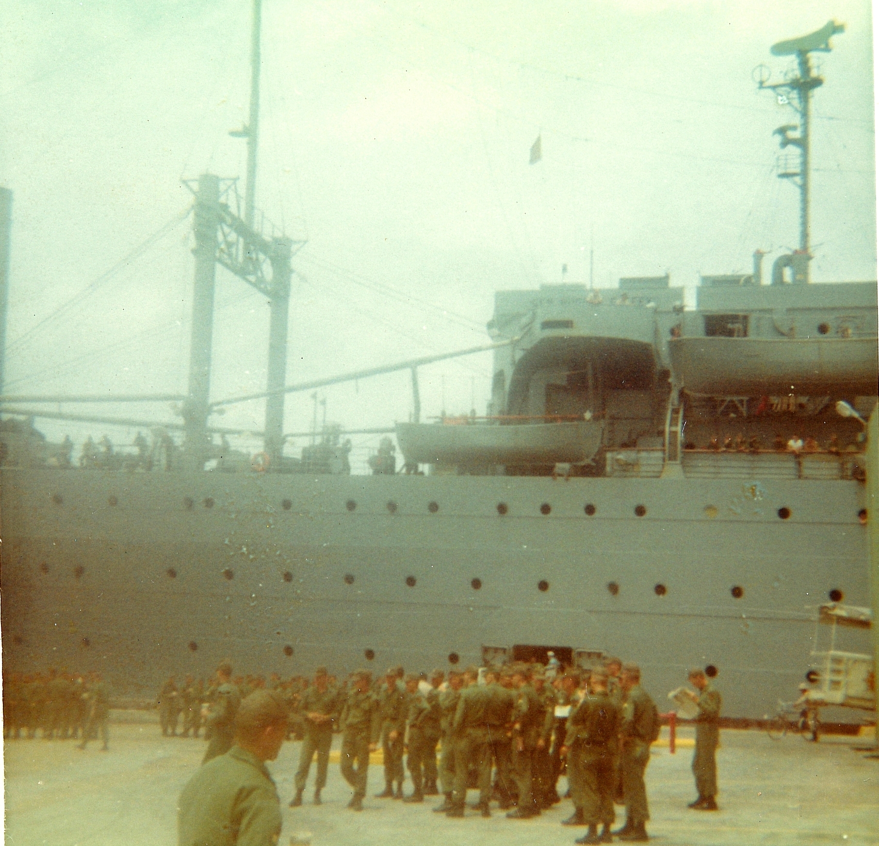 Soldiers board the USNS Gaffey on August 2nd 1966