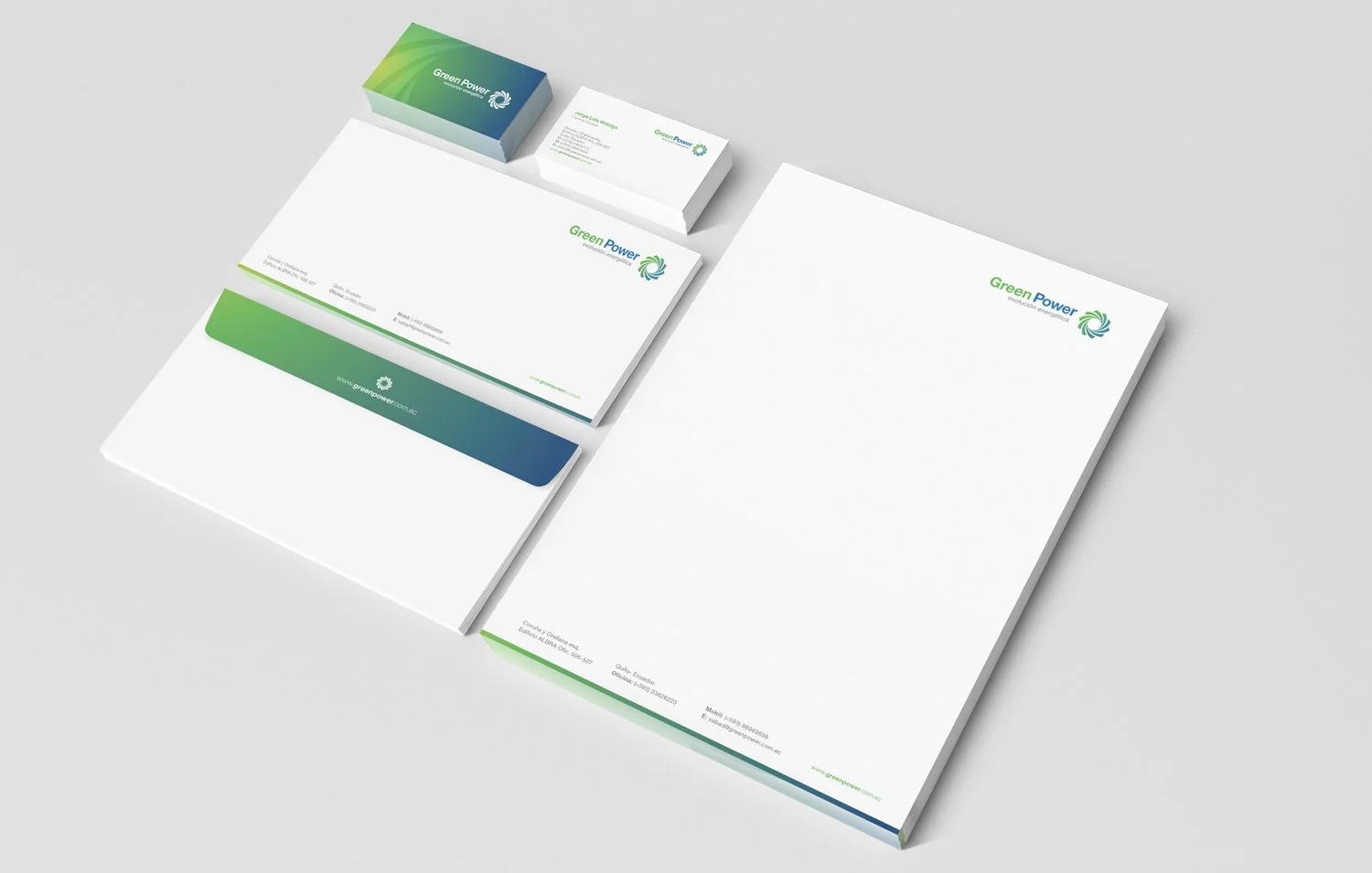 Diseño de papelería para Green Power
