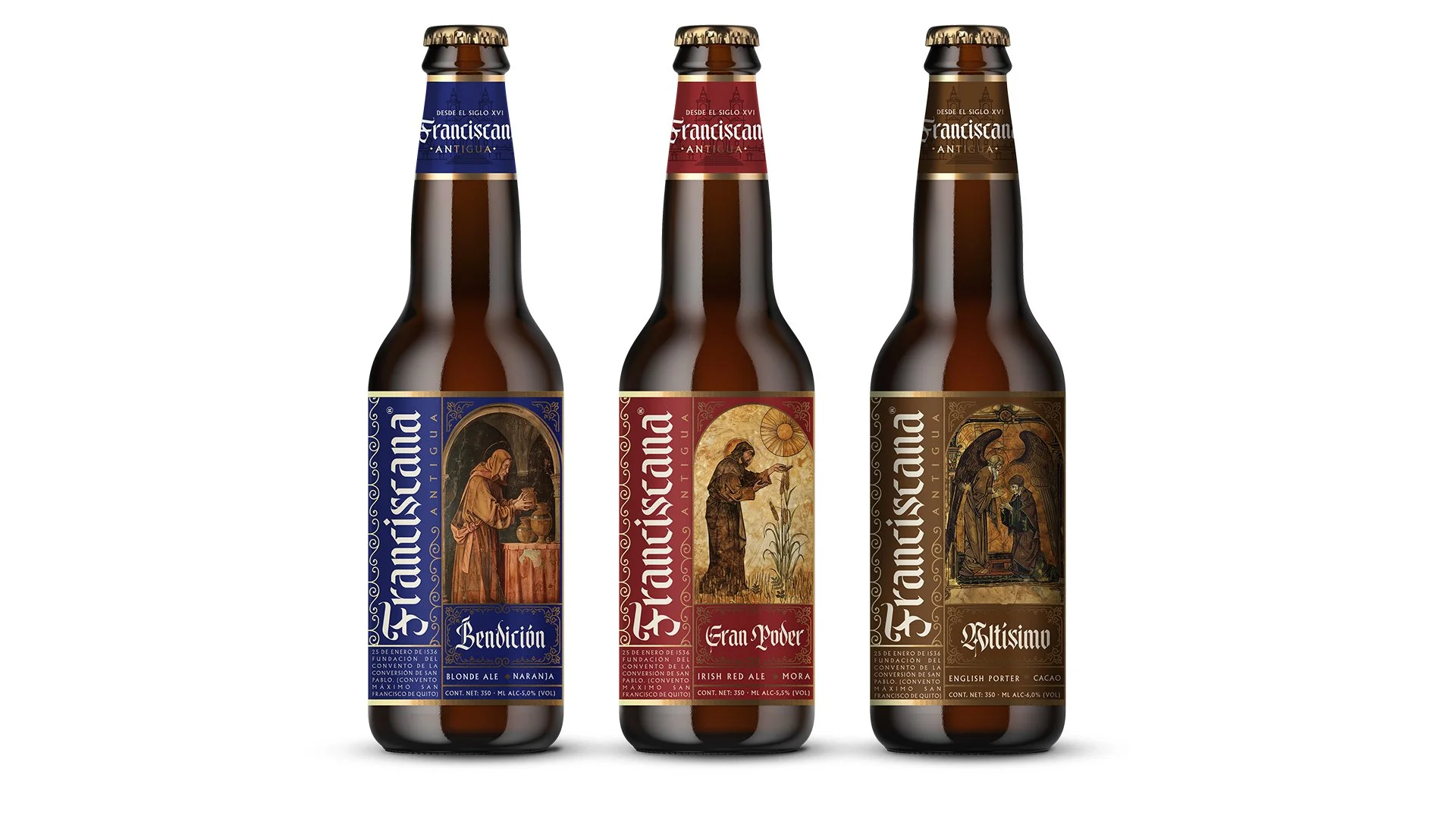 Línea de etiquetas de cerveza Franciscana Antigua