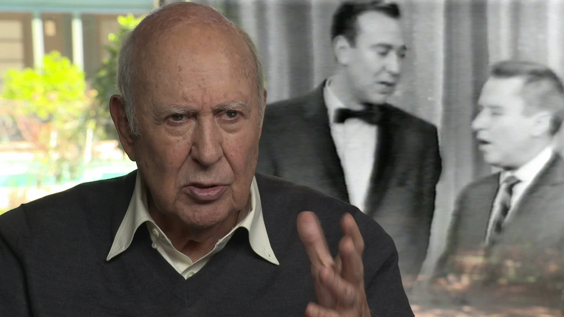 A film grab from “Funny You Never Knew” where Carl Reiner is talking about his experience of being a guest star on the George Gobel show.