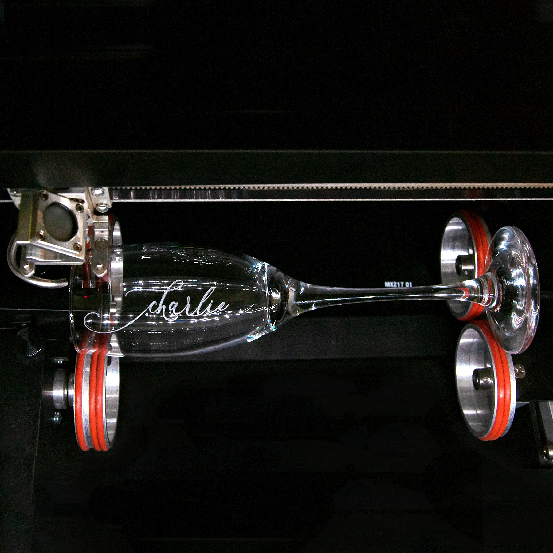 Laser engraved wine glass