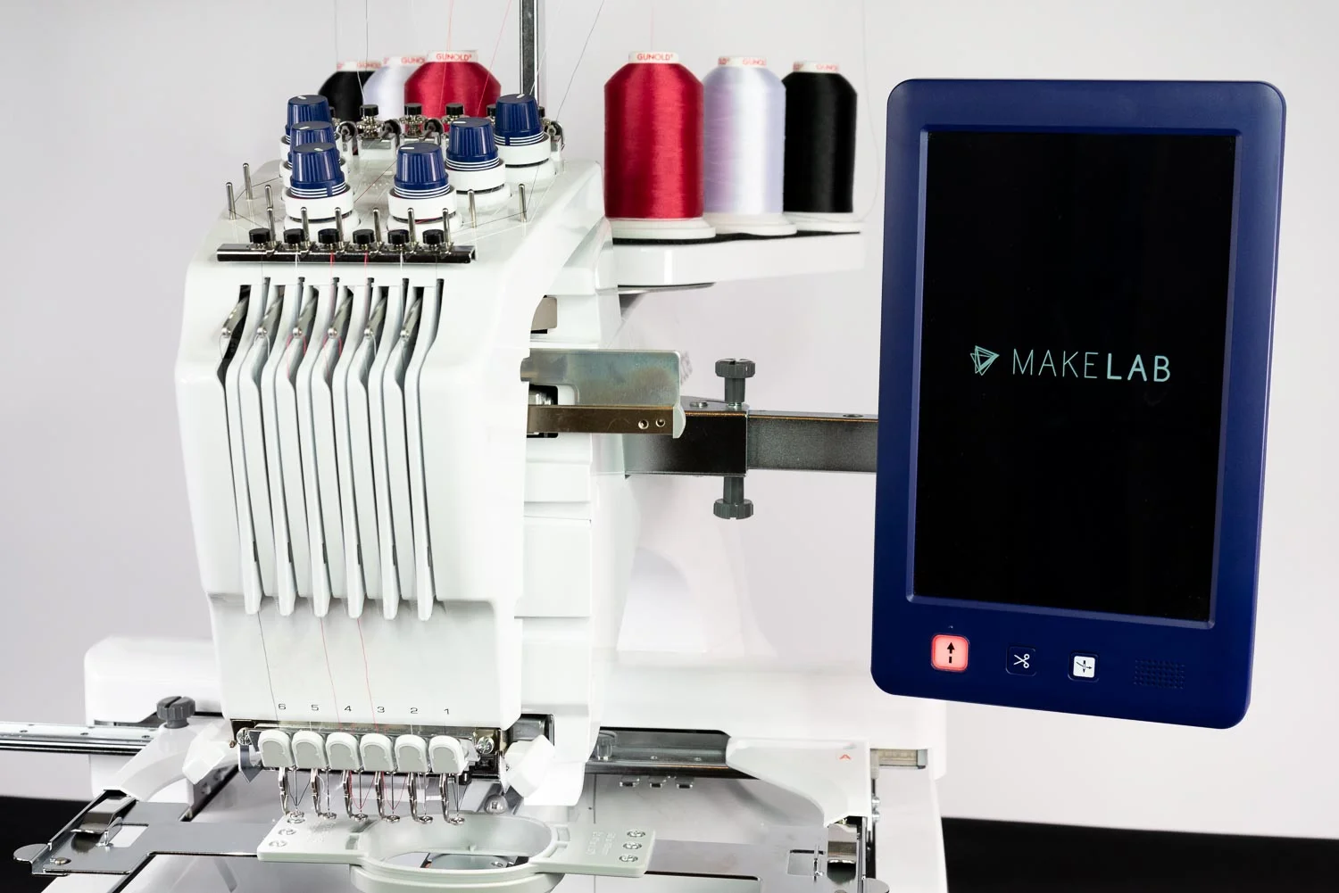 Our embroidery machine’s digital screen