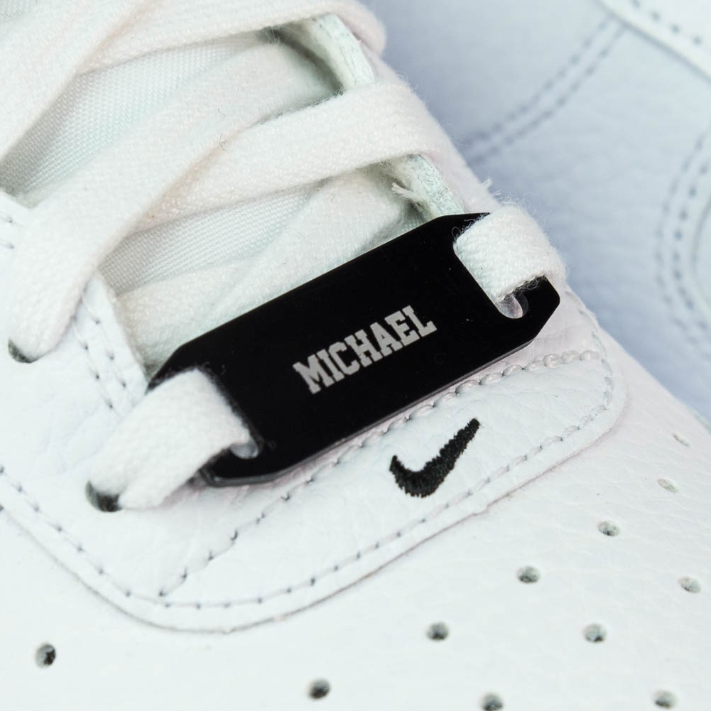 What: Custom shoe tag | Tool: Laser