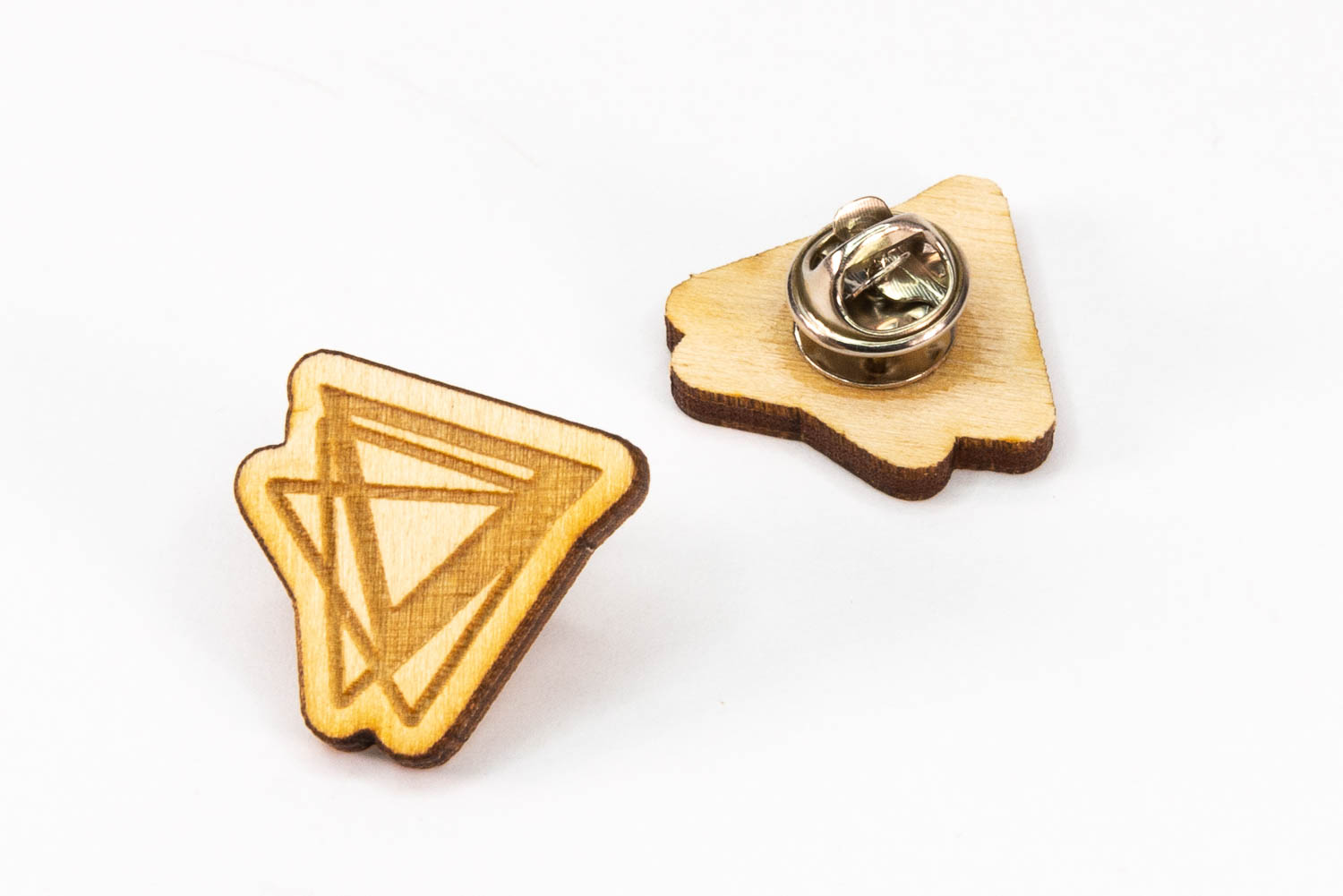 What: Lapel pins | Material: Wood