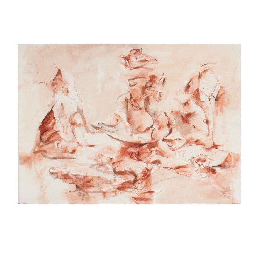 W/c &amp; chalk/paper/unsigned, 31"x23", $100