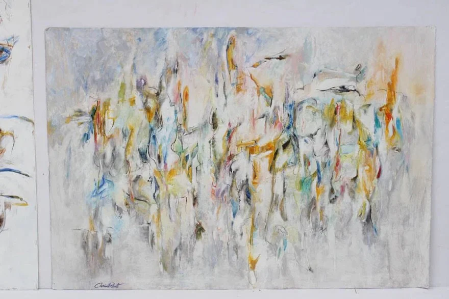 Sea Garden/Island Sky, o/paper/framed, 31"x45", $1,900