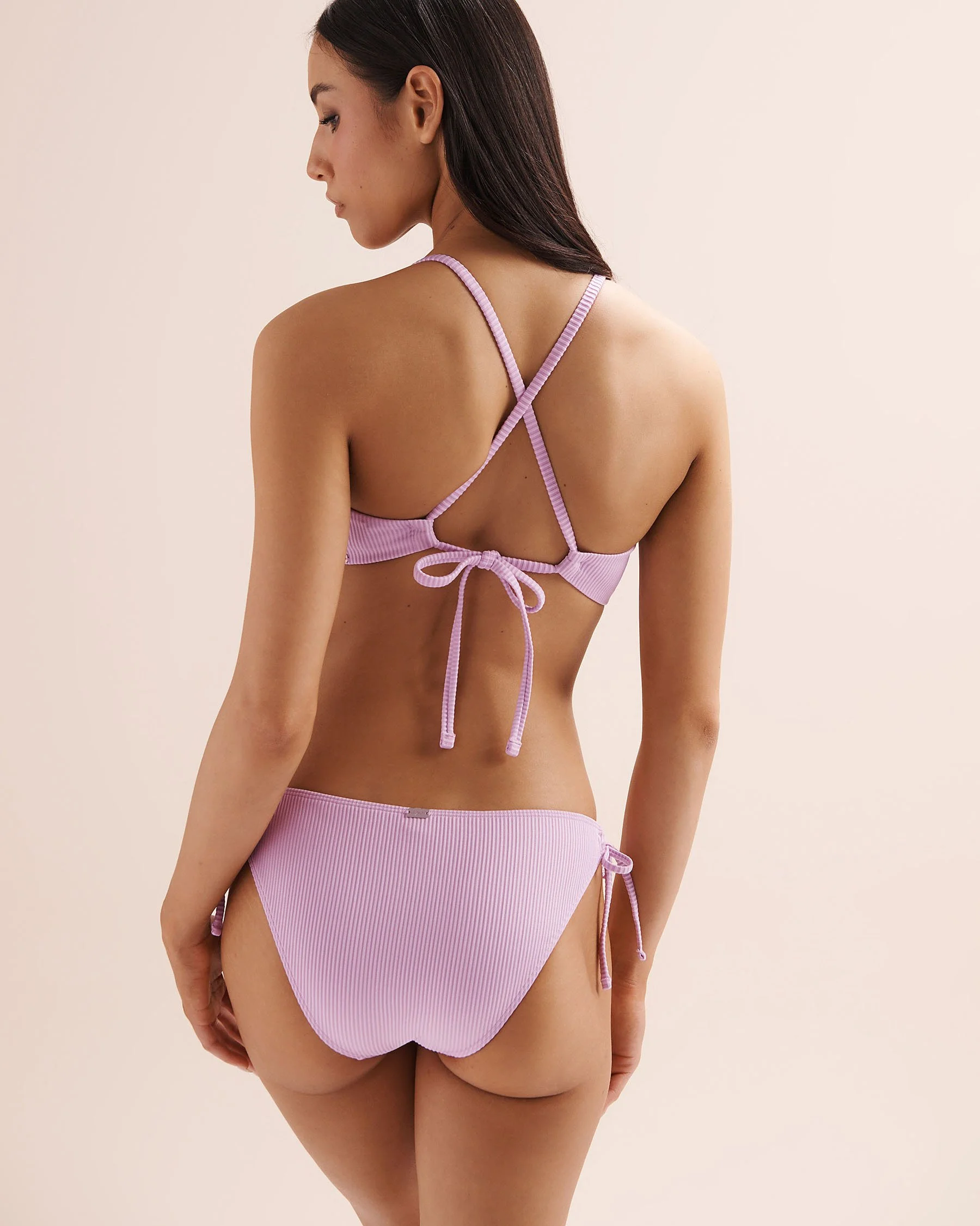 Ribbed Side Tie Brazilian Bikini Bottom