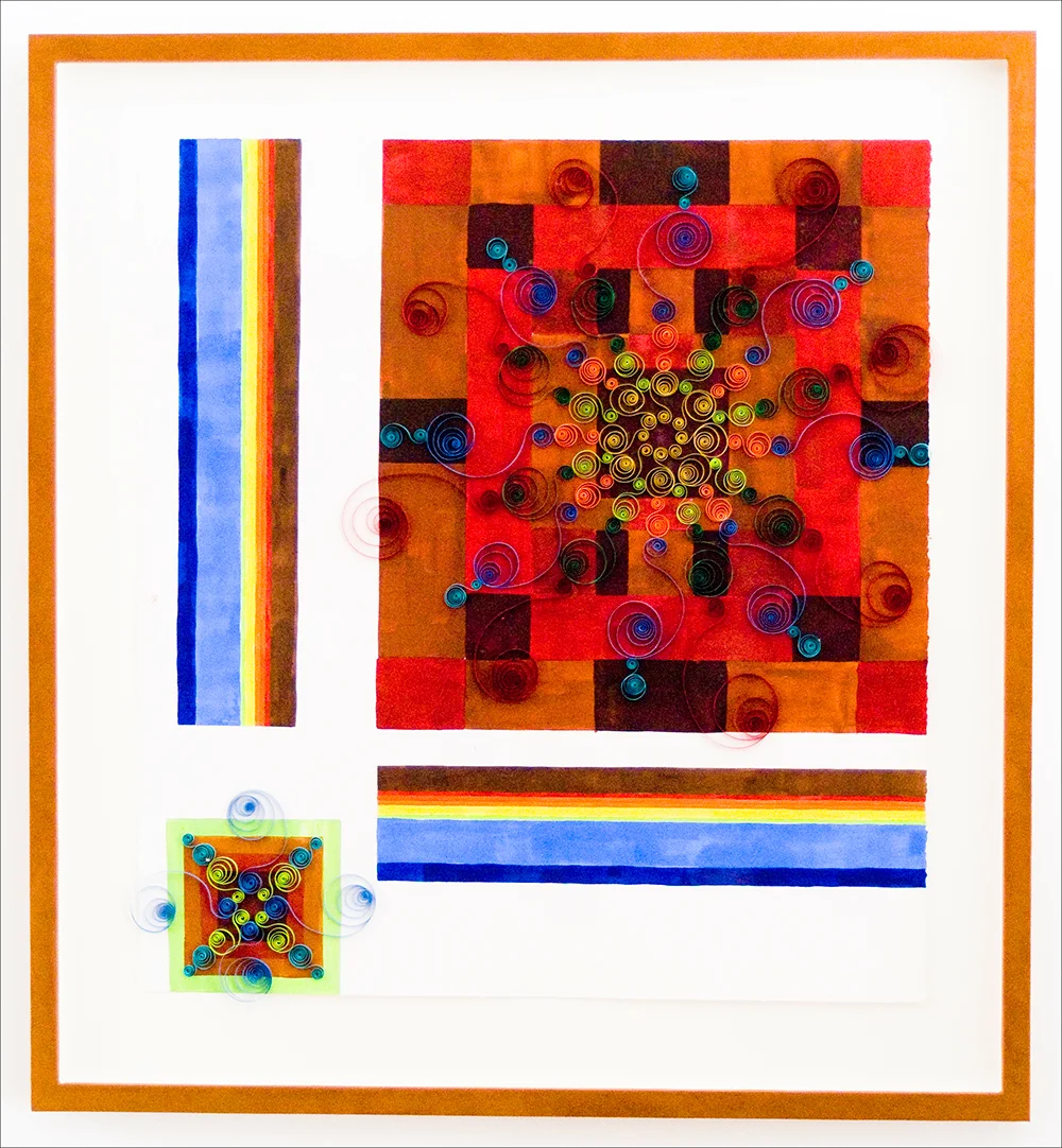 Morning Glory #5 , 2007, gouache, pen, quilling (paper craft), 28” x 30”