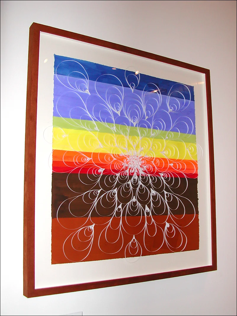 Morning Glory #1 , 2007, gouache, pen, quilling (paper craft), 28” x 30”