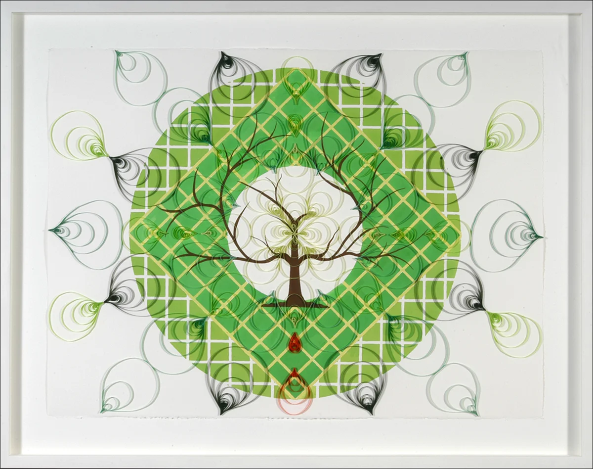 Spring #5 , gouache, pen, quilling (paper craft), 22” x 30” (unframed), 2005