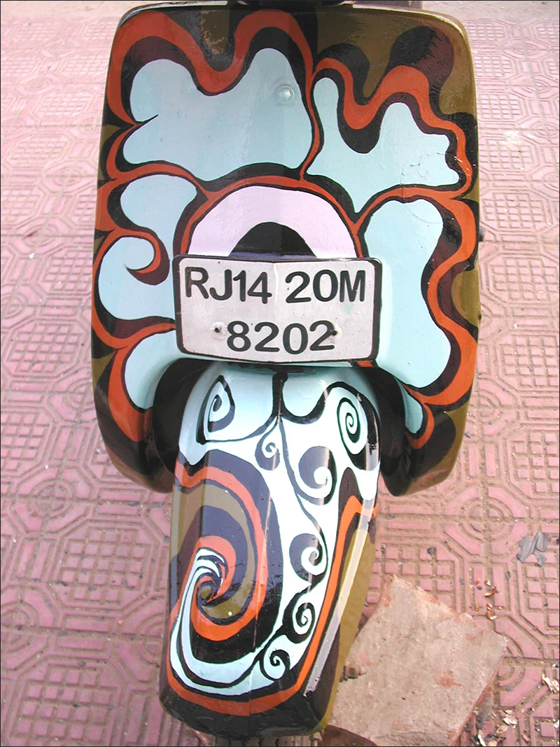 Blue Hathi , oil enamel on bike, Jaipur, India, 2005