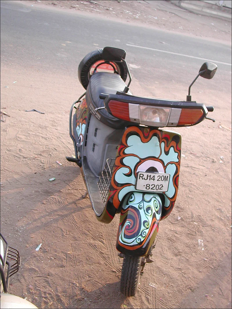 Blue Hathi , oil enamel on bike, Jaipur, India, 2005
