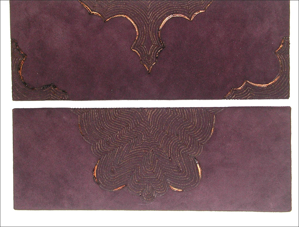 Branded drawing #3 , branded suede, detail, 2004