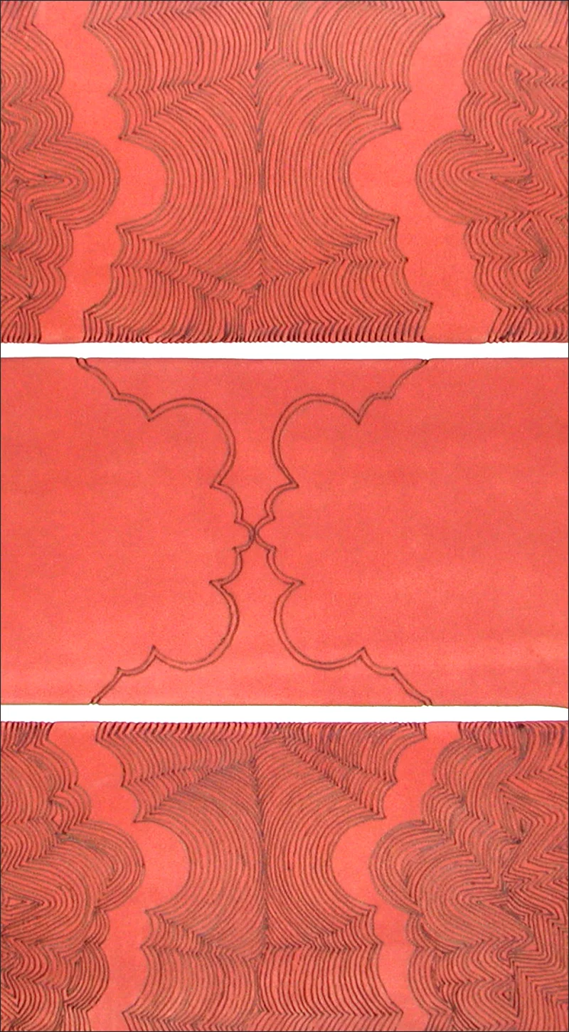 Branded drawing #5 , detail, branded suede, 2004