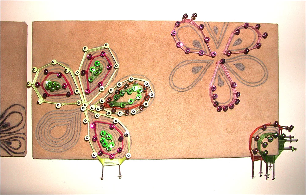 Branded drawing #9 , detail, branded suede, 2004