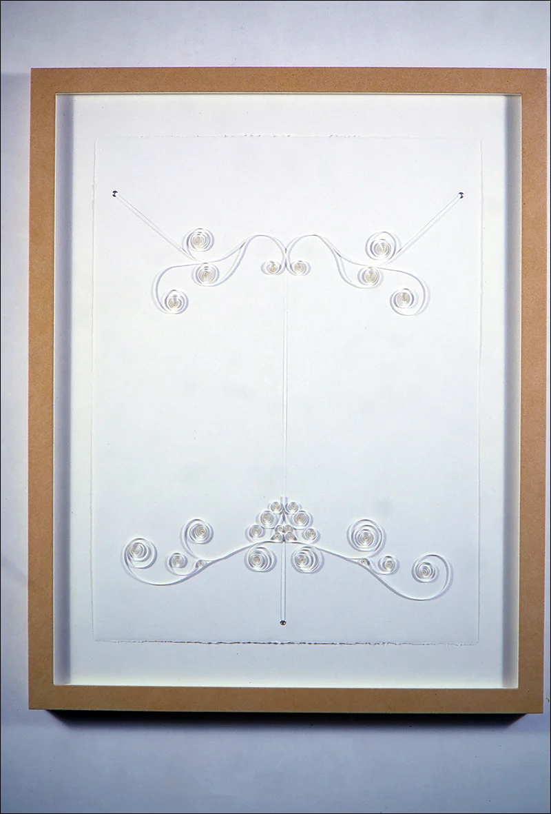 Bridle III (2001) 24 1/4" x 30 3/4", Quilling (paper), grommets, suede frame