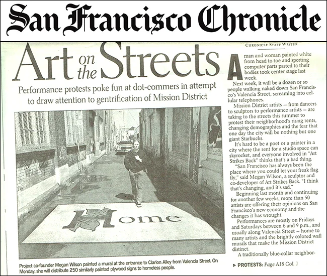 San Francisco Chronicle, 'Art on the Streets' by Mark Martin, August 5.