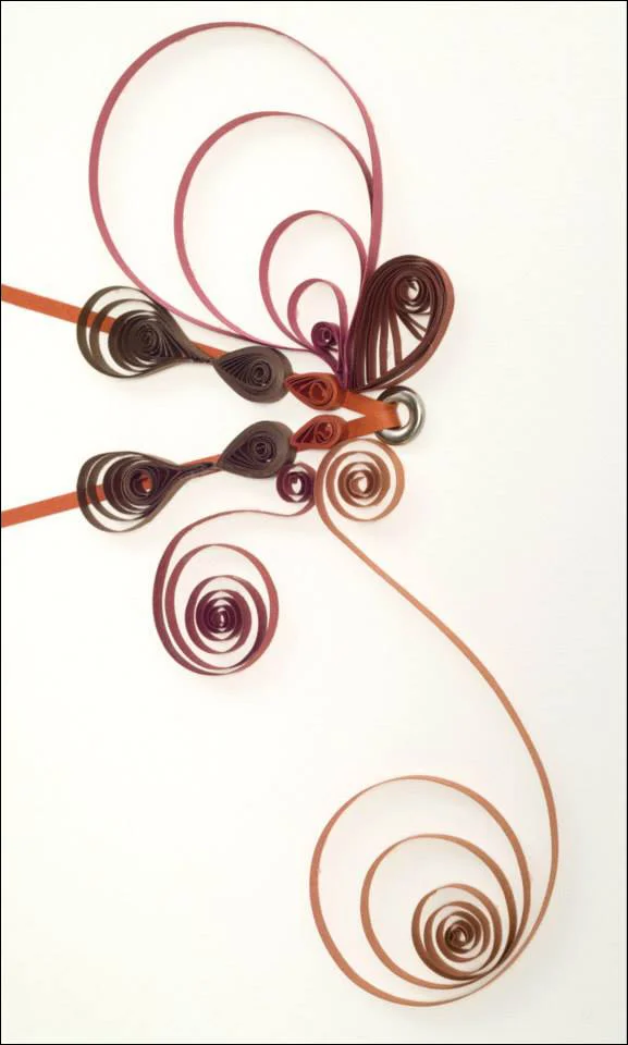 Year of The Horse #8, detail, quilling (paper craft), suede frame, 28" x 17" 2014/15