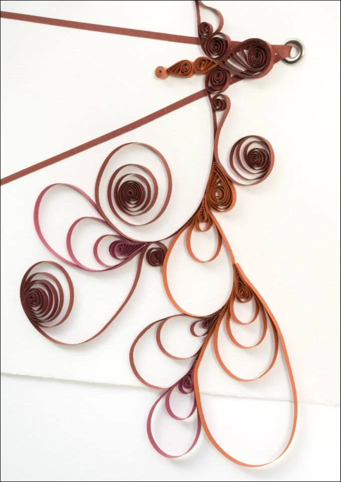 Year of The Horse #6, detail, quilling (paper craft), suede frame, 28" x 17" 2014/15