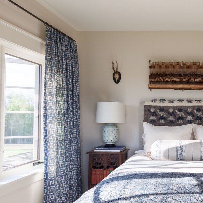Love this sunny bedroom with beautiful fabrics by @raoultextiles and @lisafinetextiles . 
.
.
.

#CameronStewartDesign #InteriorDesign #Charlestoninteriors #remodel #interiordesigninspiration #southernliving #lowcountry #southcarolina #southernhome #