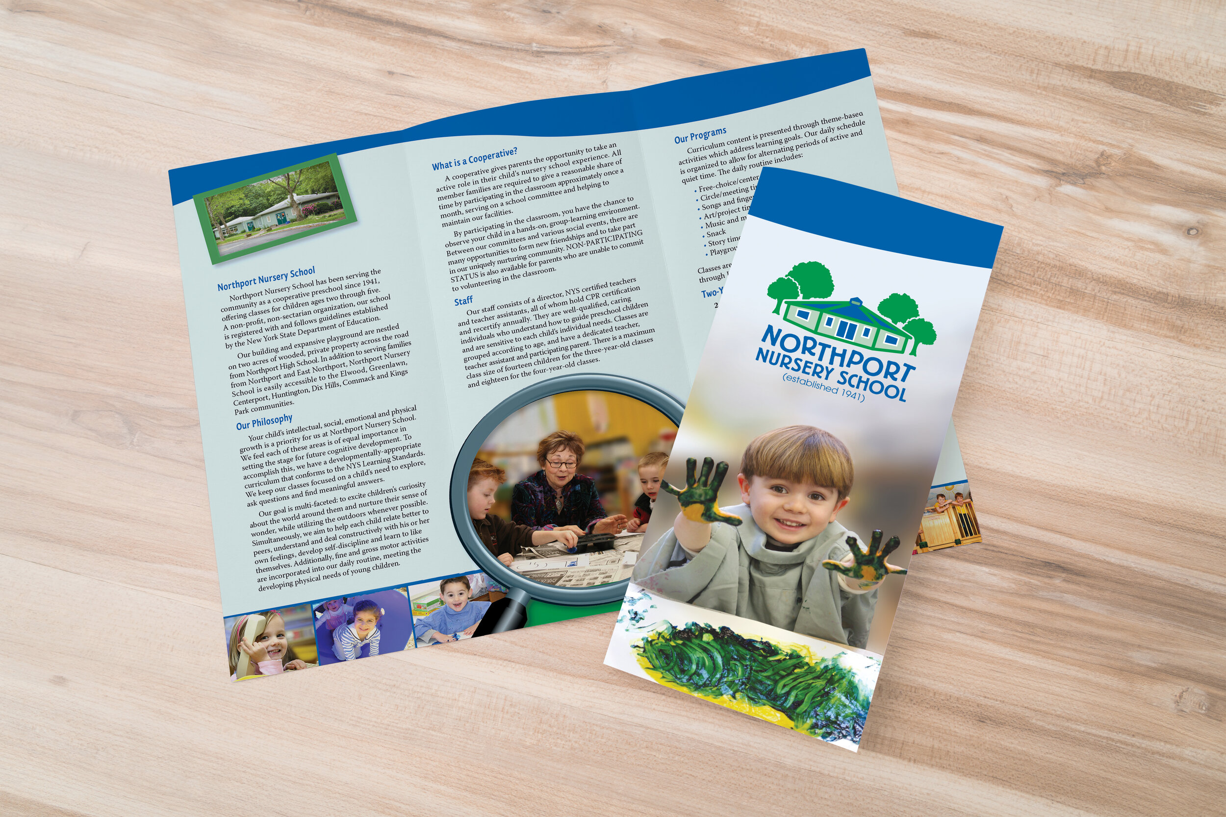   CLIENT:  NORTHPORT NURSERY SCHOOL LOGO, LETTERHEAD, BUSINESS CARD &amp; BROCHURE 