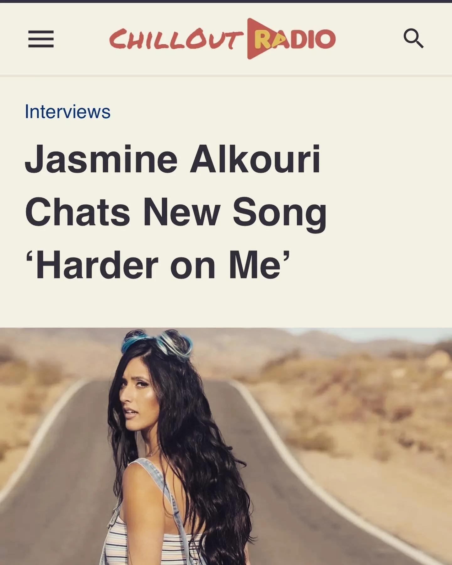 Jasmine Alkouri now featured in Chill Out Radio with her single "Harder On Me" Congrats!!