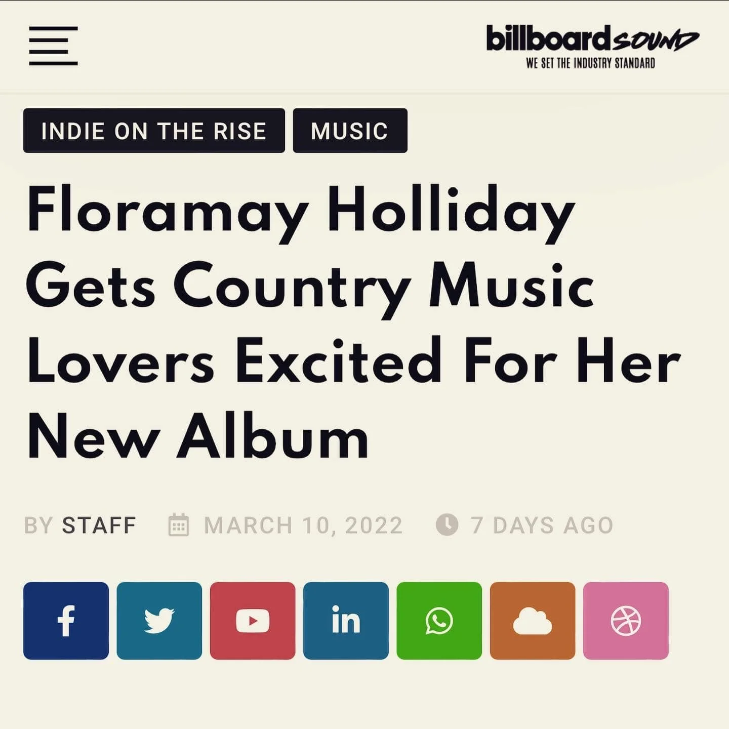 Floramay Holliday Gets Country Music Lovers Excited For Her New Album