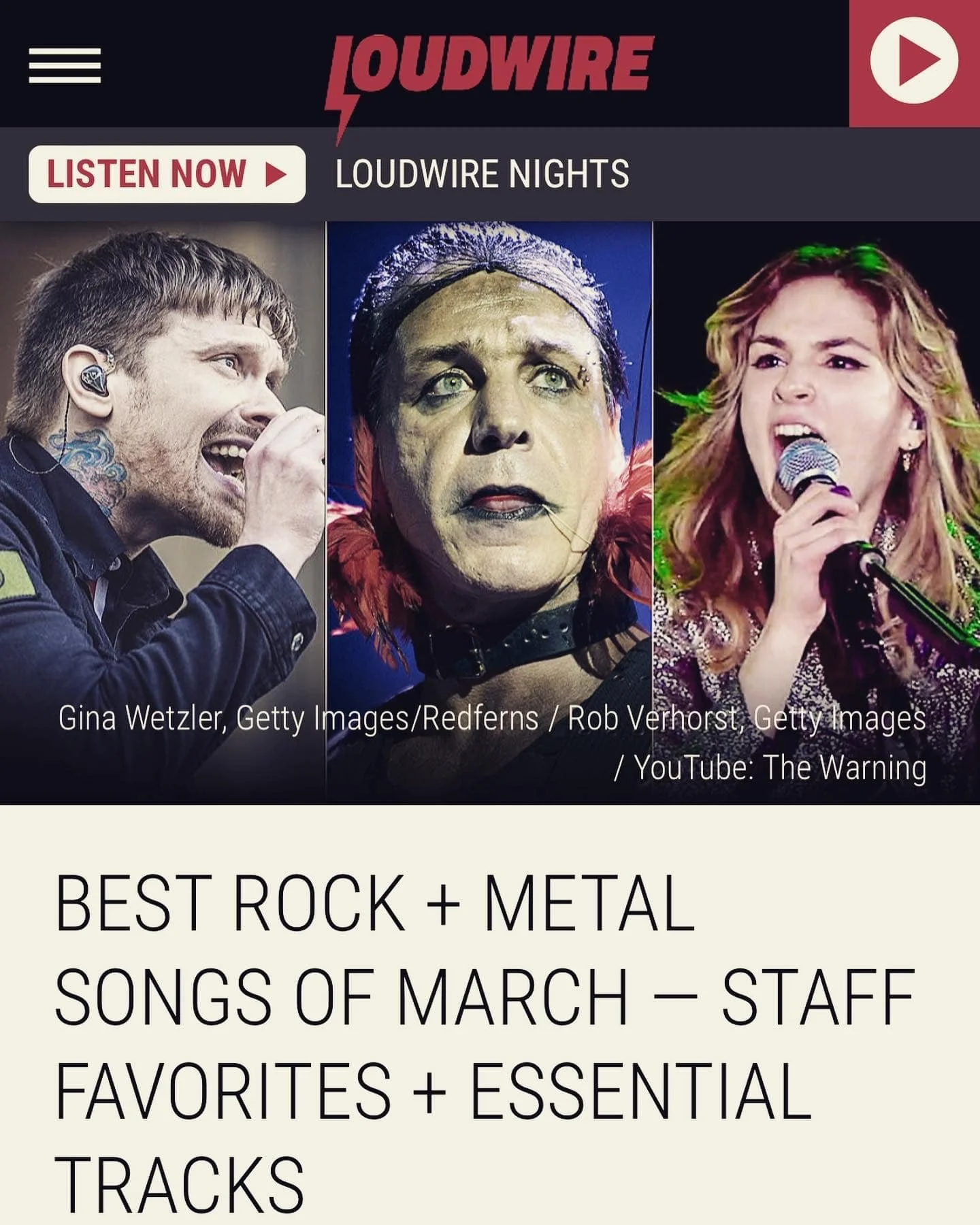 "Wicked Girl" featured in LOUDWIRE (Best Rock Songs in March 2022)