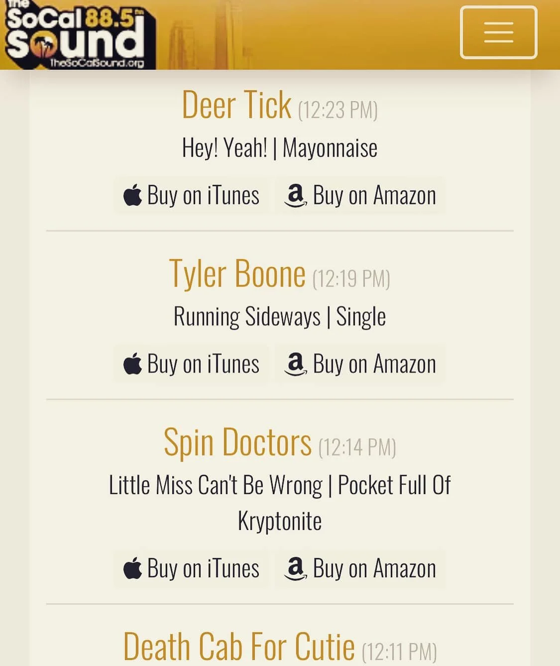 "Running Sideways" added into local rotation on The Socal Sound KCSN 88.5 fm!