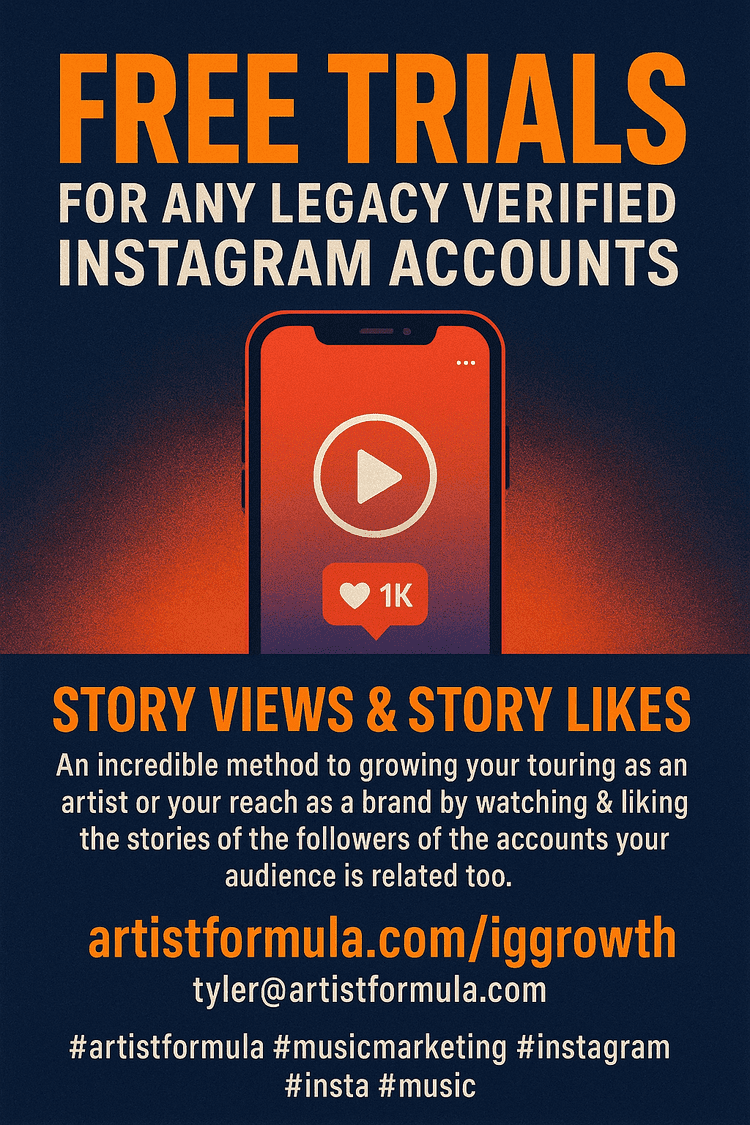 FREE Trials for any LEGACY Verified accounts on Instagram! Story Views &amp; Story Likes program for Instagram Growth!