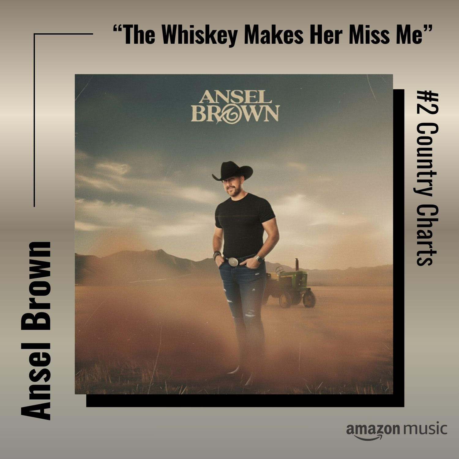 Ansel Brown charts #1 and #2 in New Country Music on Amazon Music above Morgan Wallen!
