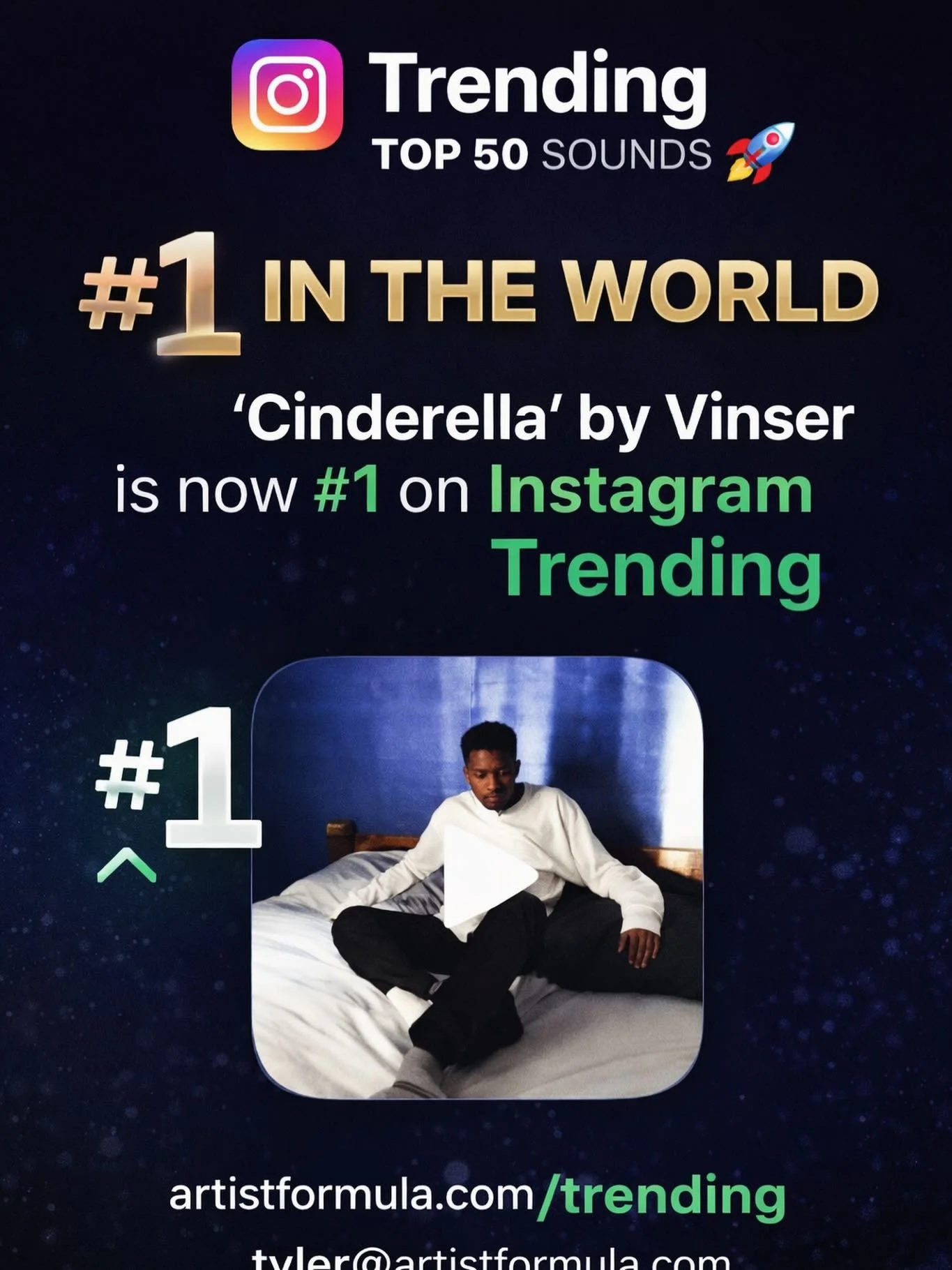 Vinser "Cinderalla" TRENDS number 1 on Instagram Top 50 Sounds! 