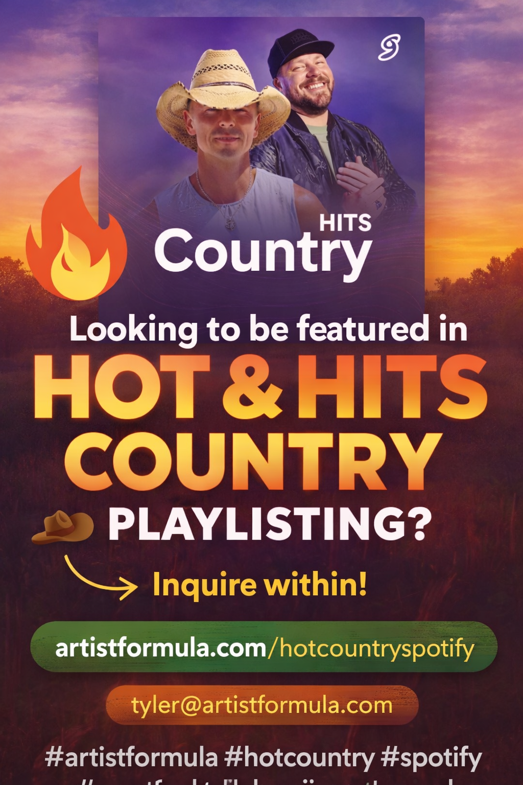 Looking to be Spotify playlisted in Hot &amp; Hits Country? 