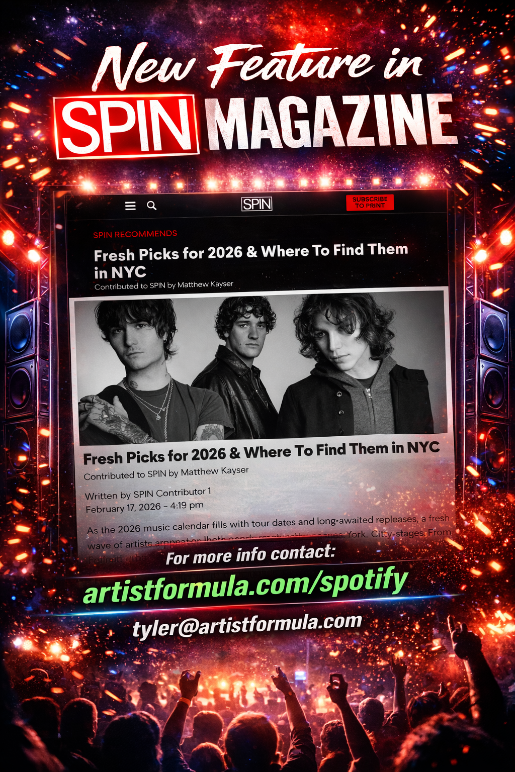 Fresh Picks in 2026! New artists to Watch in Spin Magazine! 