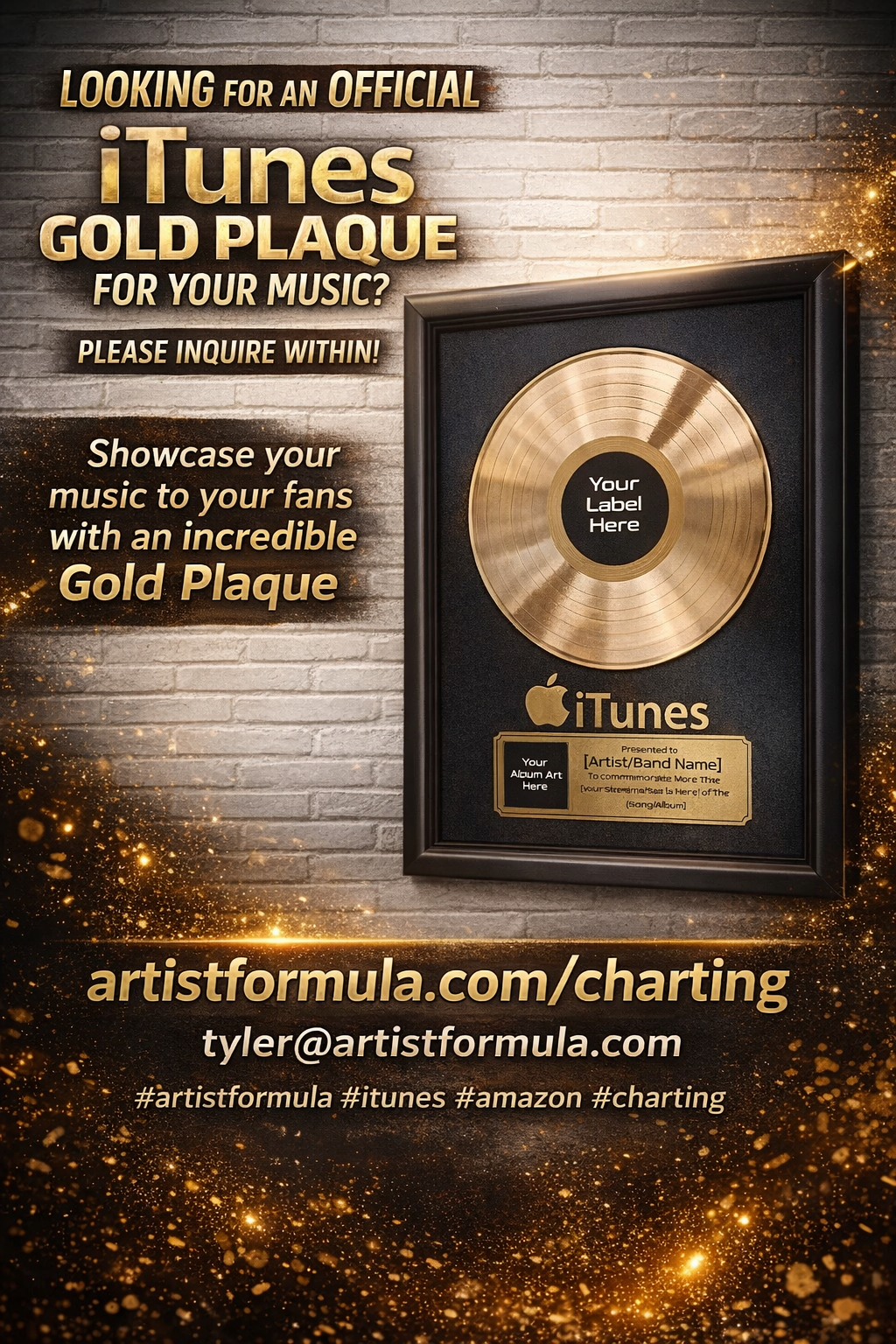 Looking for an official Gold iTunes, Amazon and Spotify Plaque?