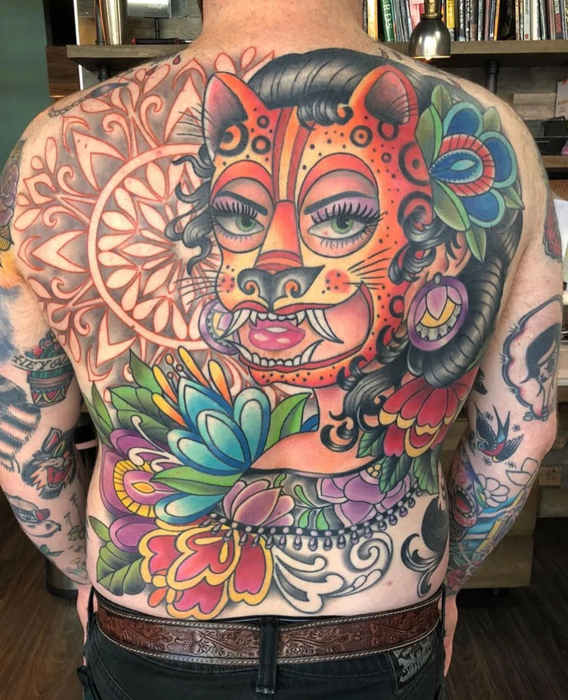 Mexican mask lady back piece