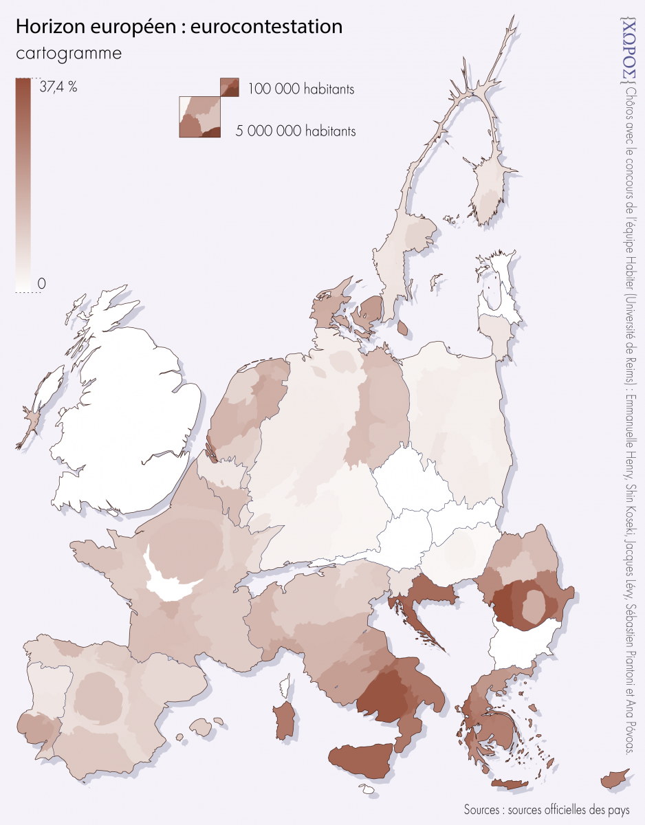 Horizon : Euro-contestation, cartogramme.