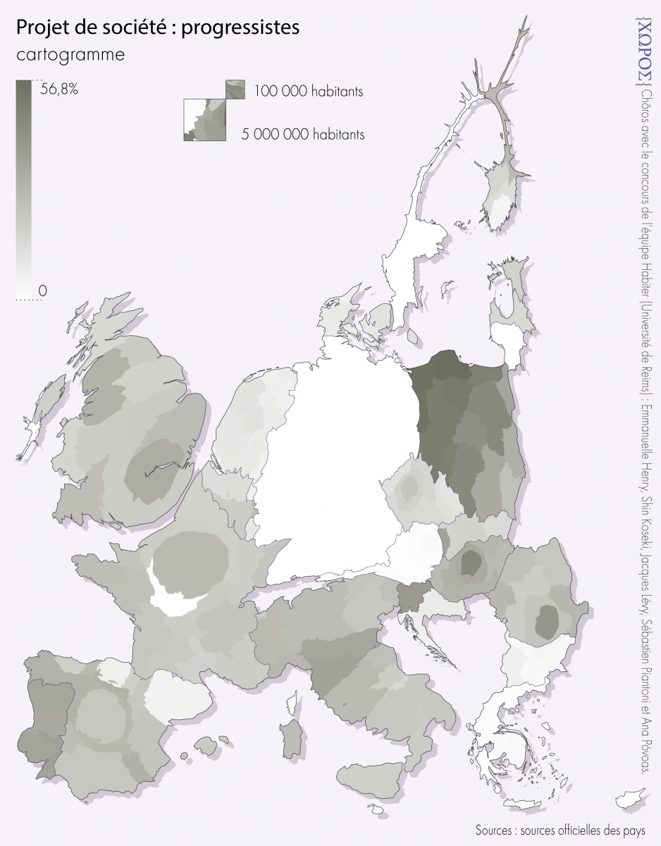 Projet de société : progressistes, cartogramme.