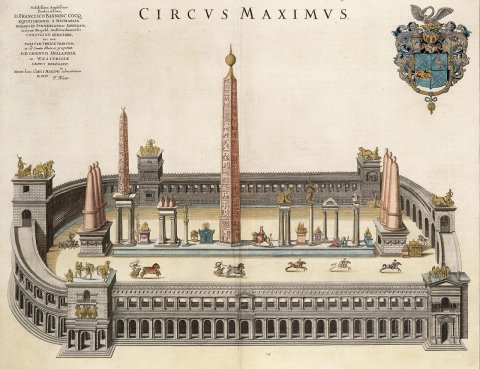 Source : archives numériques de Dreier Frenzel Source originale: The Circus Maximus (Atlas Van Loon 1663 - Artiste : Joan Blaeu (1596-1673) © domaine public