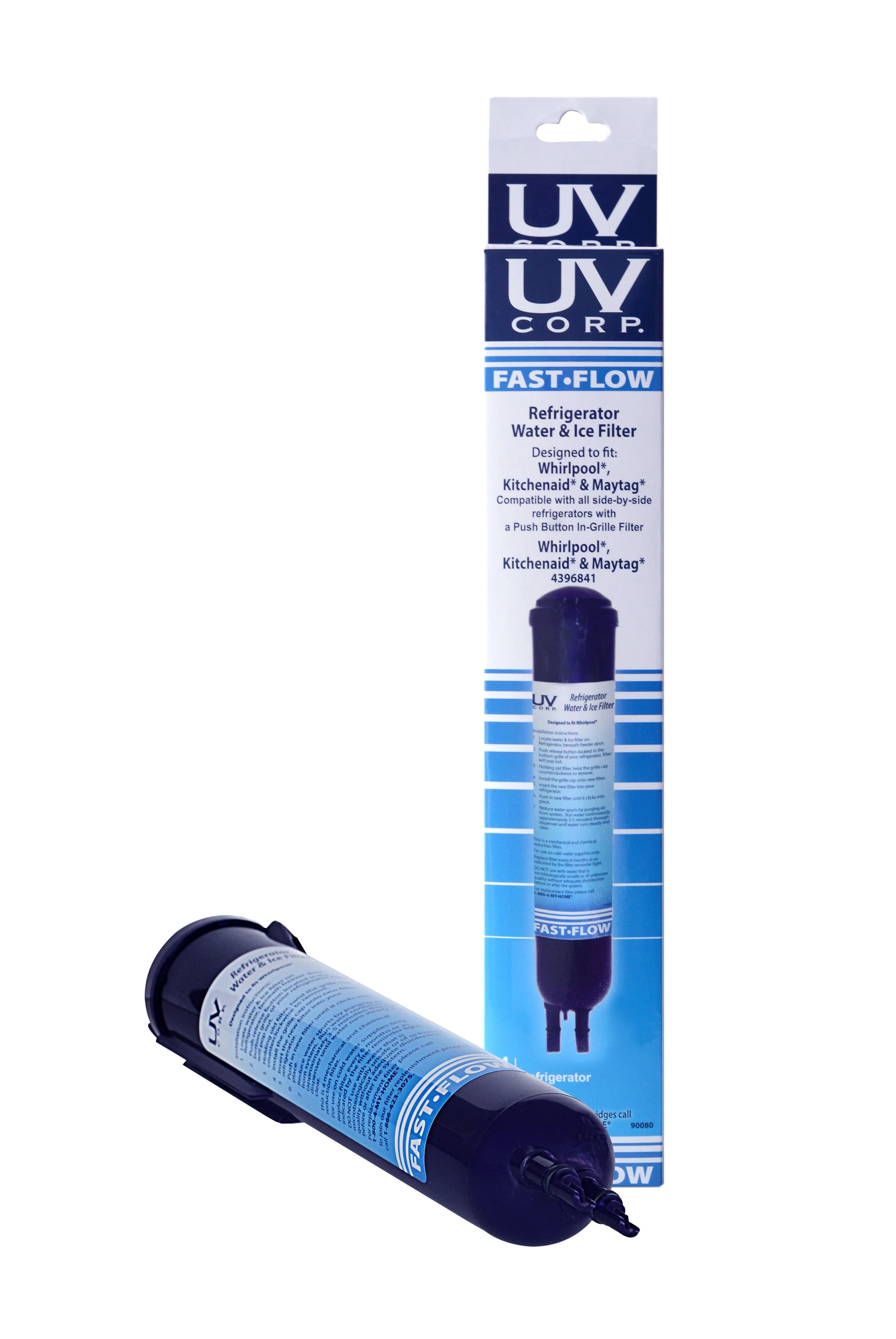 FAST-FLOW Whirlpool 4396841, PUR 220515, KitchenAid, Amana & Maytag Replacement Water & Ice Filter.  Style 90080