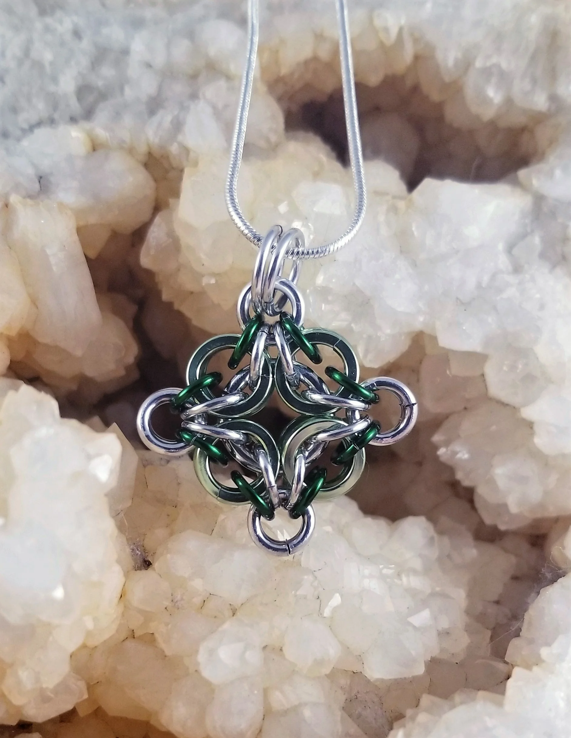Pendant- Celtic Labyrinth Shades of Green