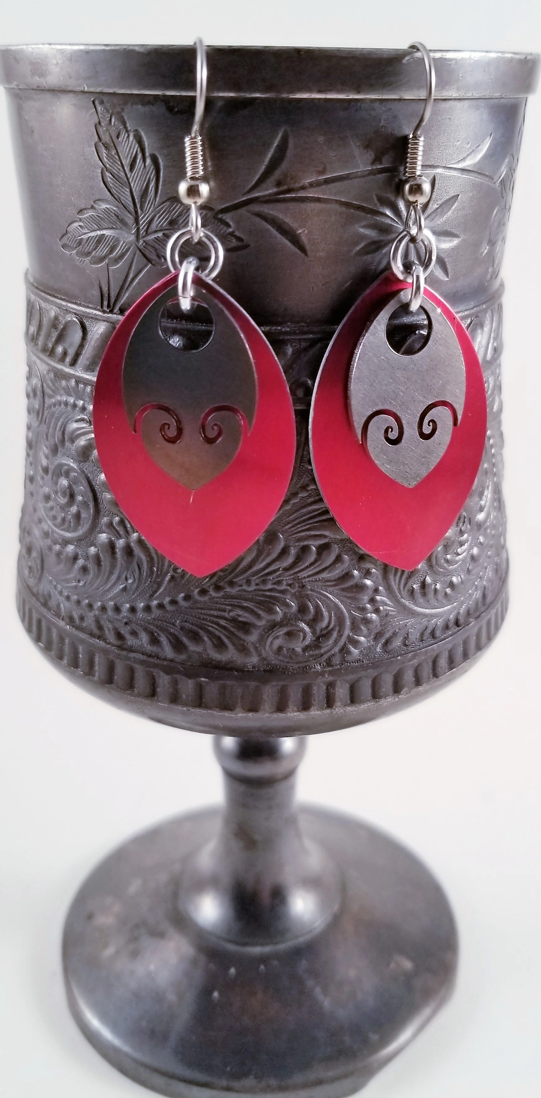 Earrings - Hearts and Red Scales