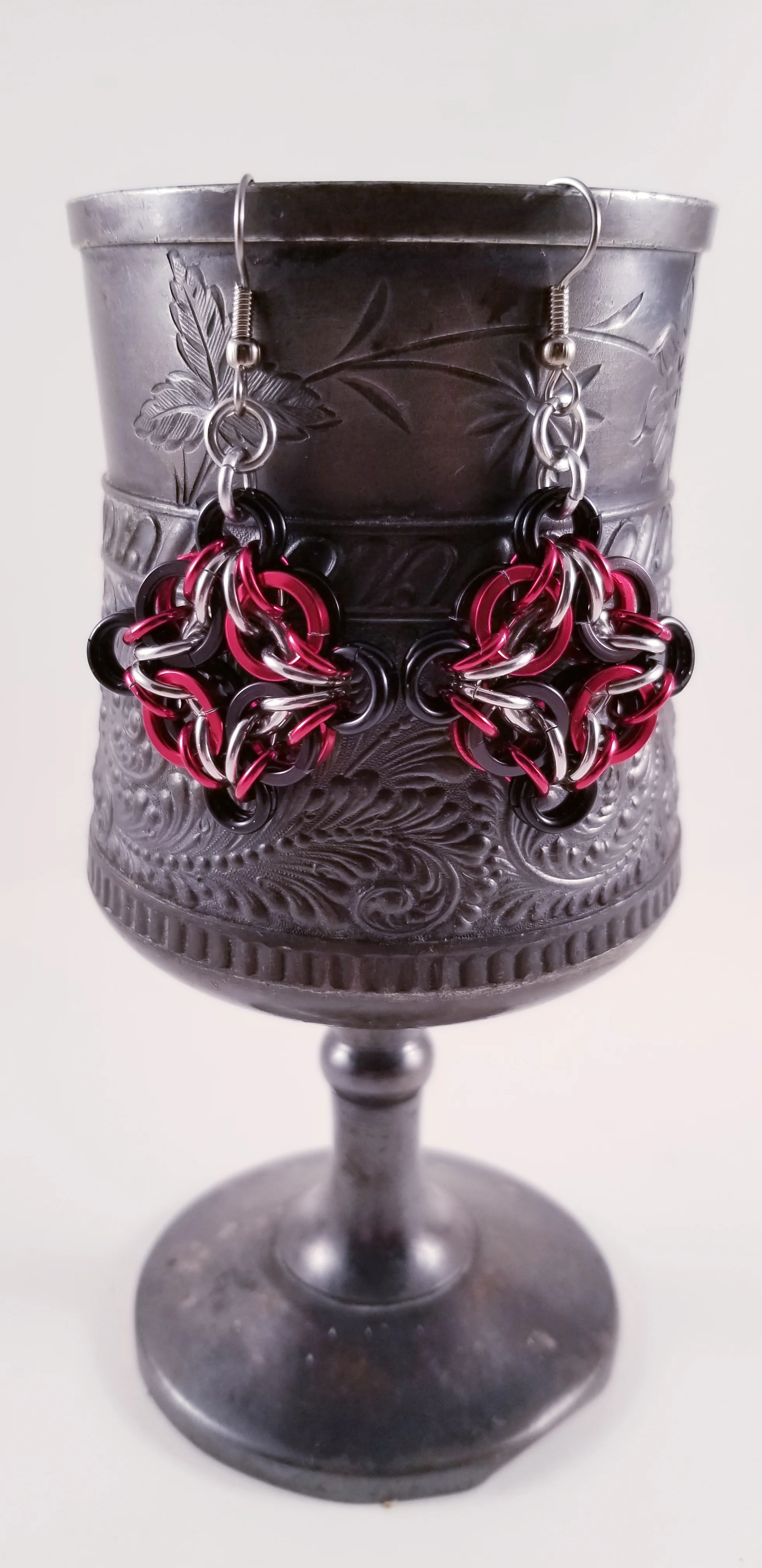 Earrings- Celtic Labyrinth Red and Black