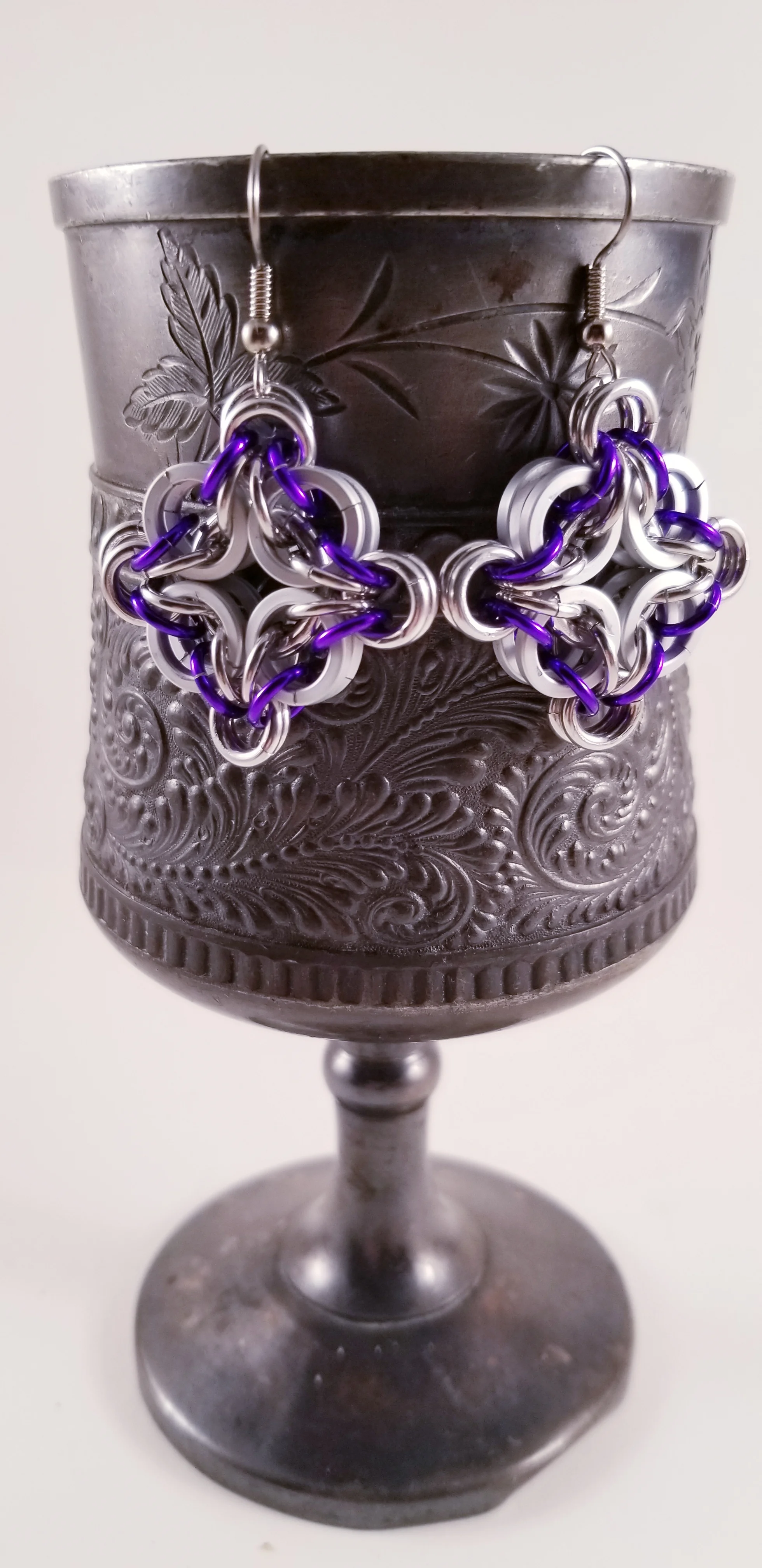 Earrings- Celtic Labyrinth Frost and Purple
