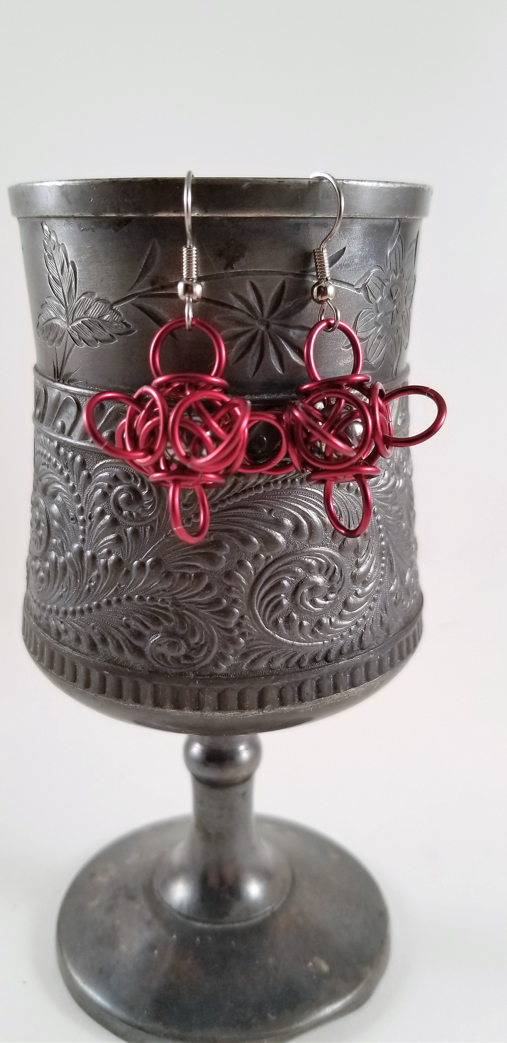 Earrings- Tetra Orb Dark Red