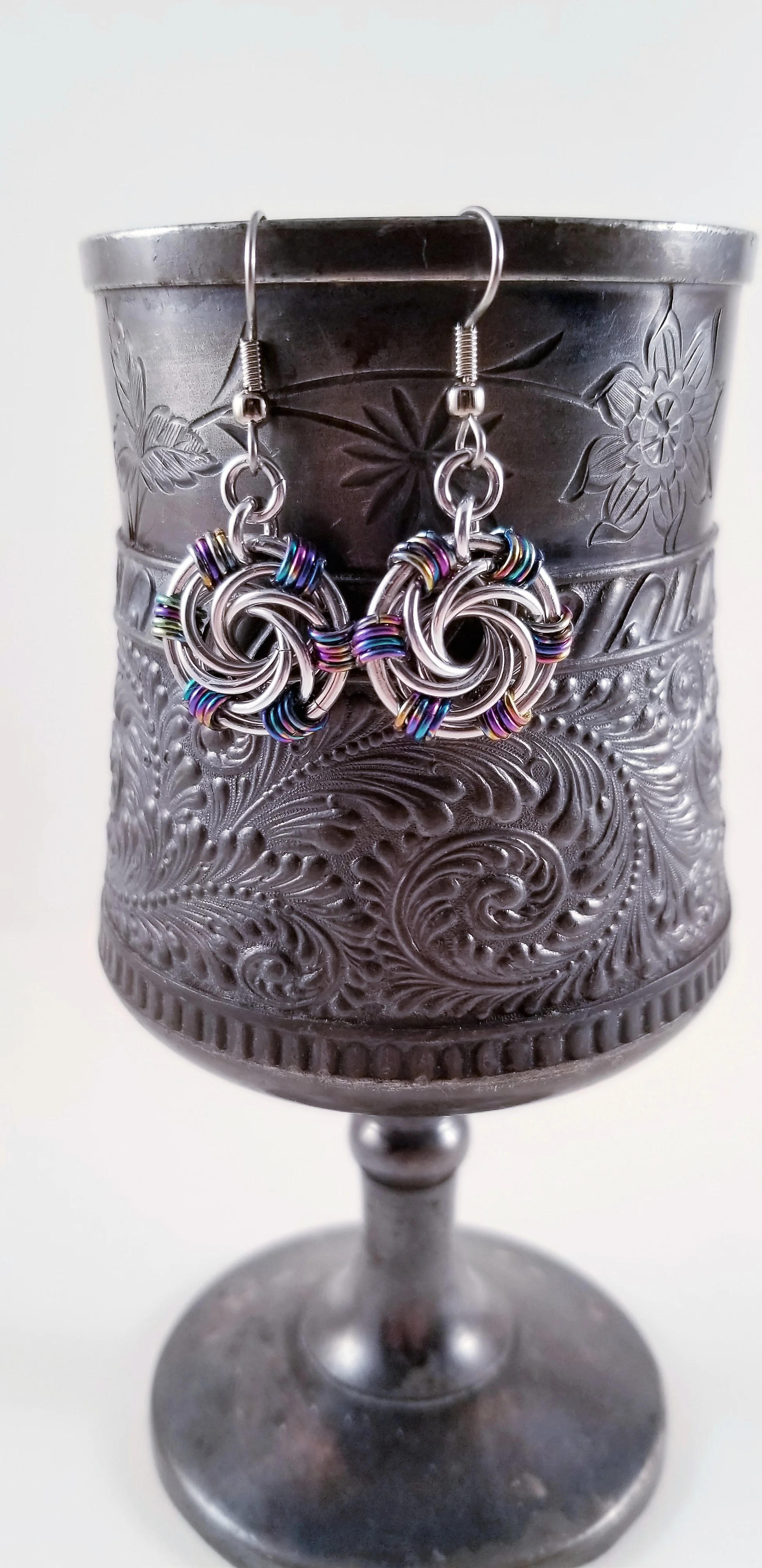 Earrings- Maillestrom Silver and Rainbow