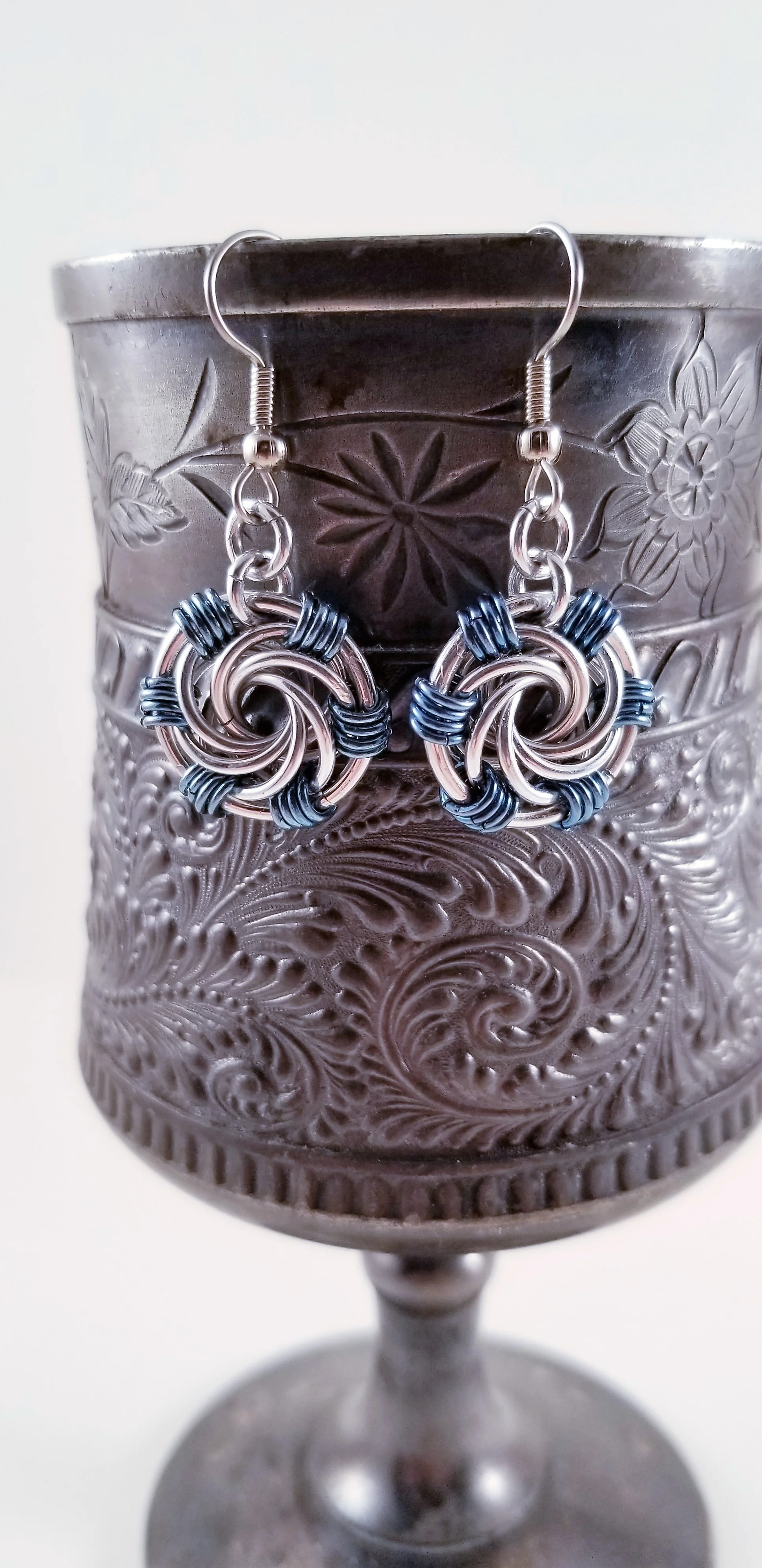 Earrings- Maillestrom Silver and Blue