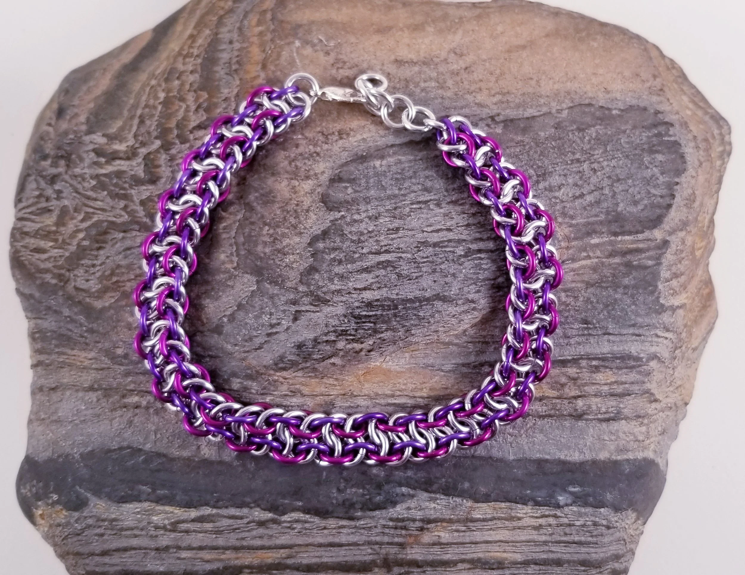 Bracelet- Vipera Berus Silver and Shades of Purple